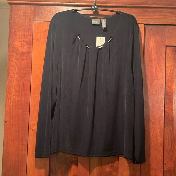 Chico's Tops - Chico’s Travelers Chain-Detail Long Sleeve Womens Top Size 3 Petite India Ink
